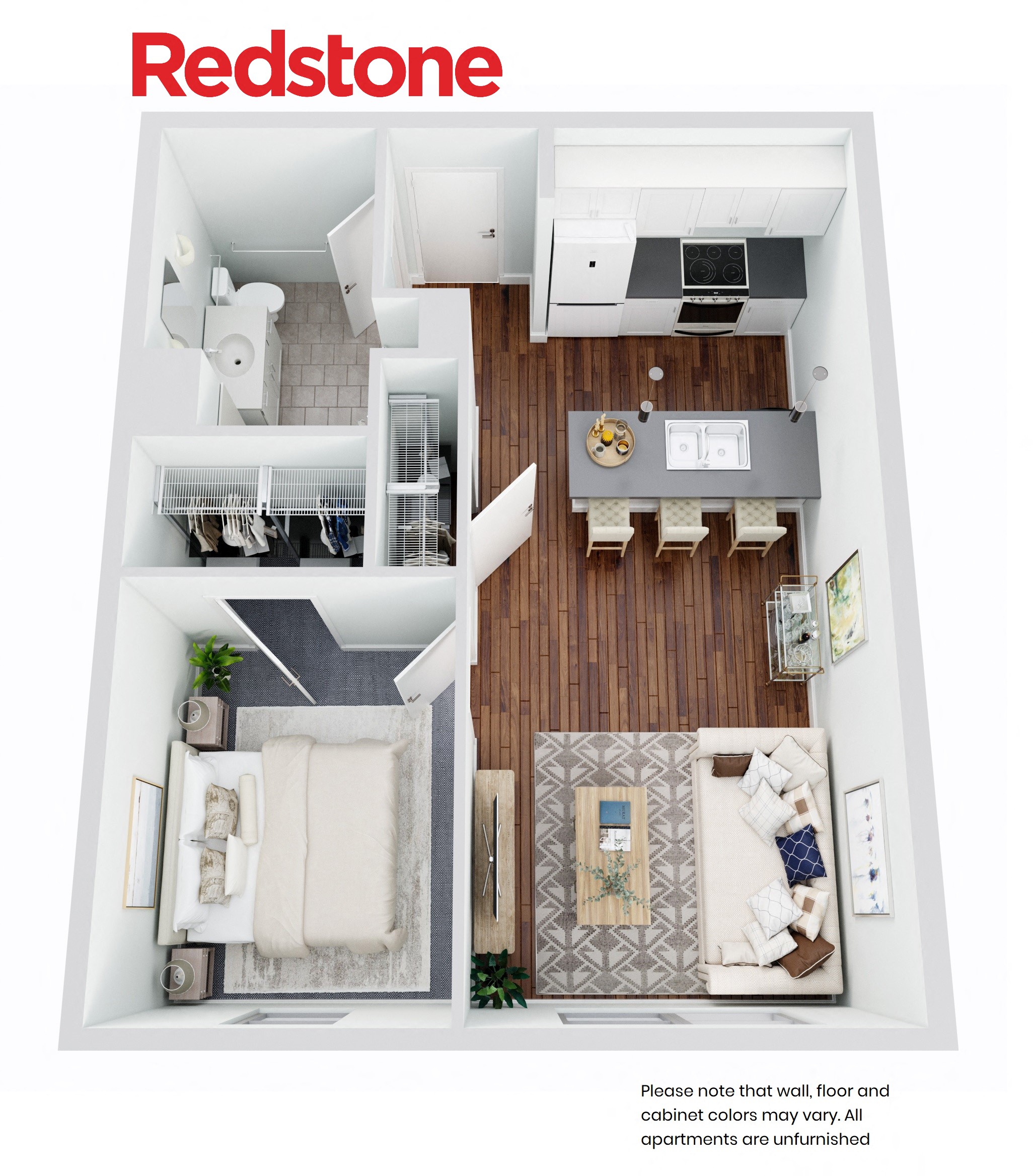 Floor plan for 1 bed, 1 bath